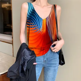 Abstract Tank-Top women Colorful Vest Print Dizziness Anime Clothes Funny Vest Printed