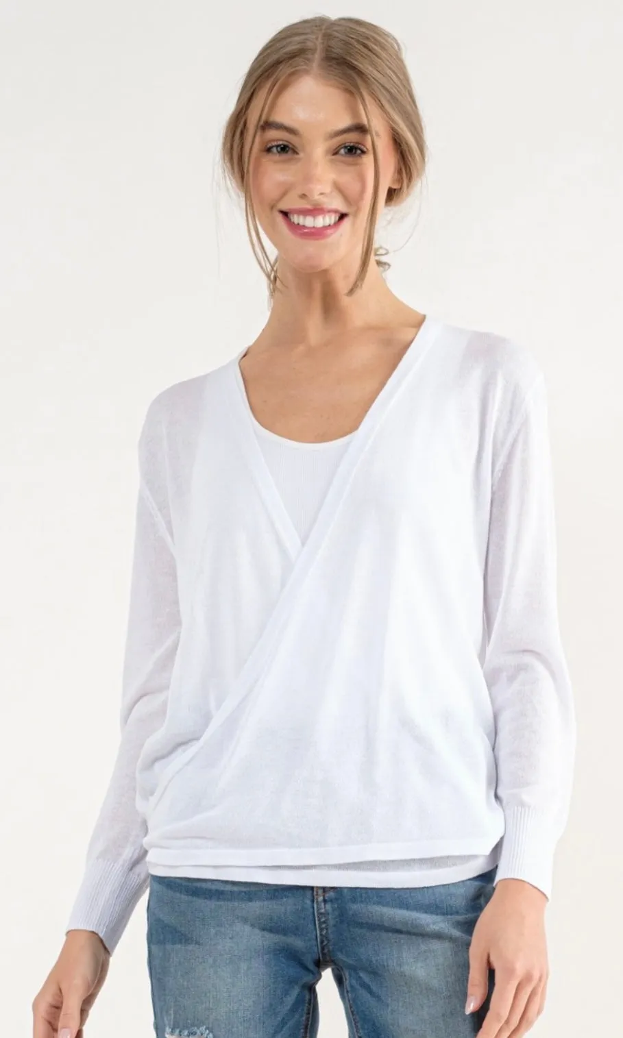 Arasy Khaki Wrap Lightweight Drape Cardigan Sweater