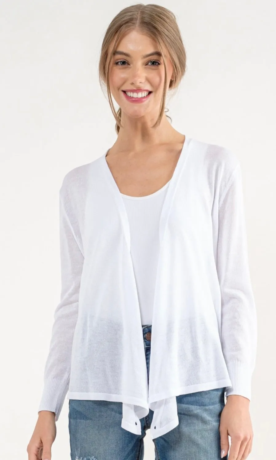 Arasy Khaki Wrap Lightweight Drape Cardigan Sweater