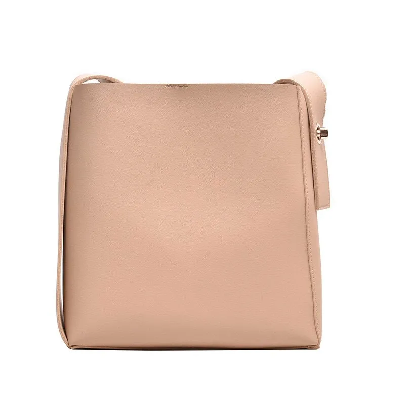 Back to College 2 Pcs/set Small PU Leather Bucket Crossbody Composite Bags for Women 2021 Trend Branded Trending Shoulder Handbags and Purses