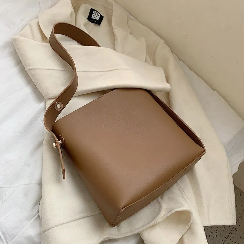 Back to College 2 Pcs/set Small PU Leather Bucket Crossbody Composite Bags for Women 2021 Trend Branded Trending Shoulder Handbags and Purses
