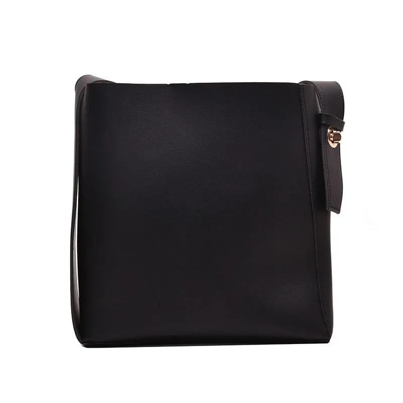 Back to College 2 Pcs/set Small PU Leather Bucket Crossbody Composite Bags for Women 2021 Trend Branded Trending Shoulder Handbags and Purses