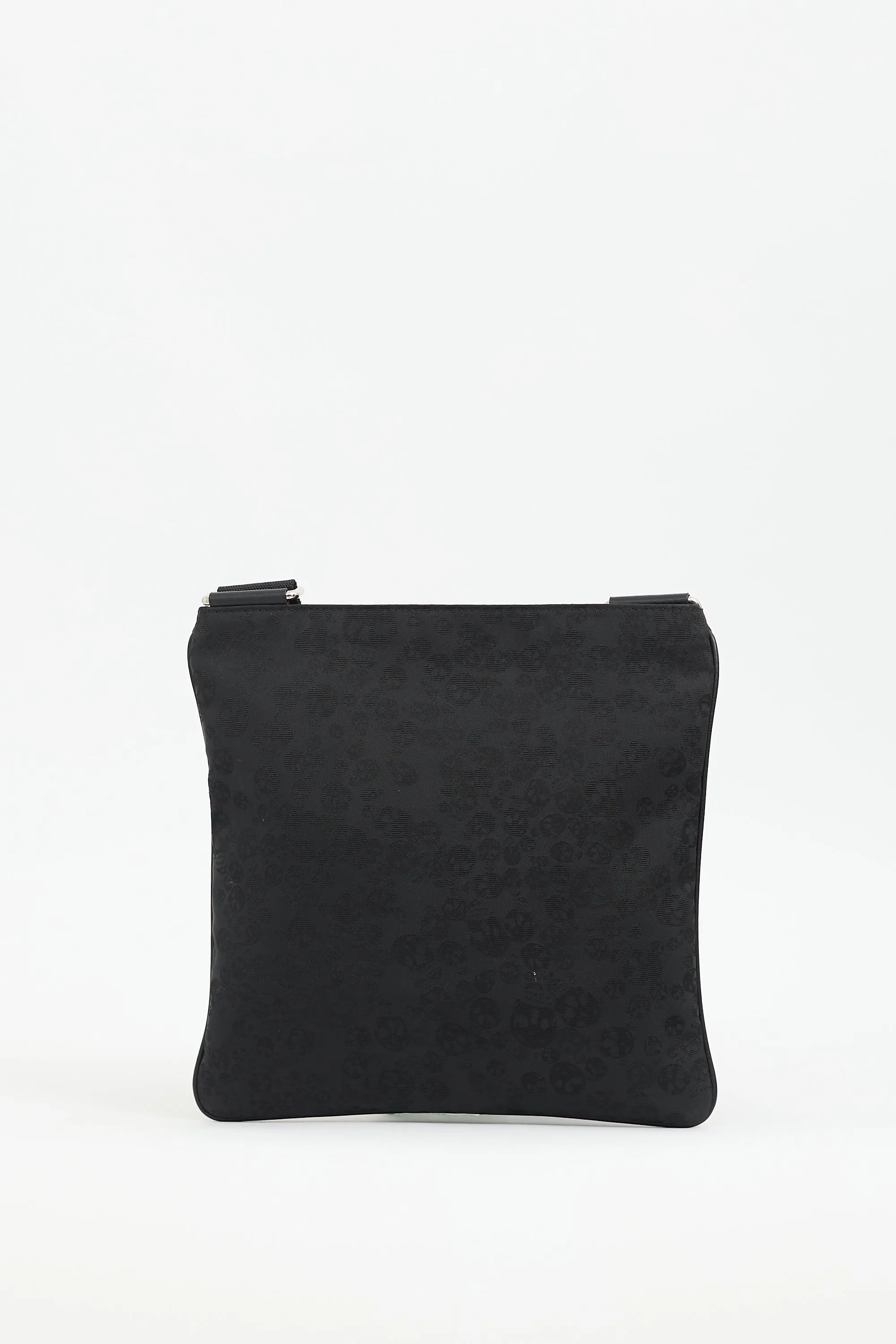 Black Canvas Skull Crossbody Bag