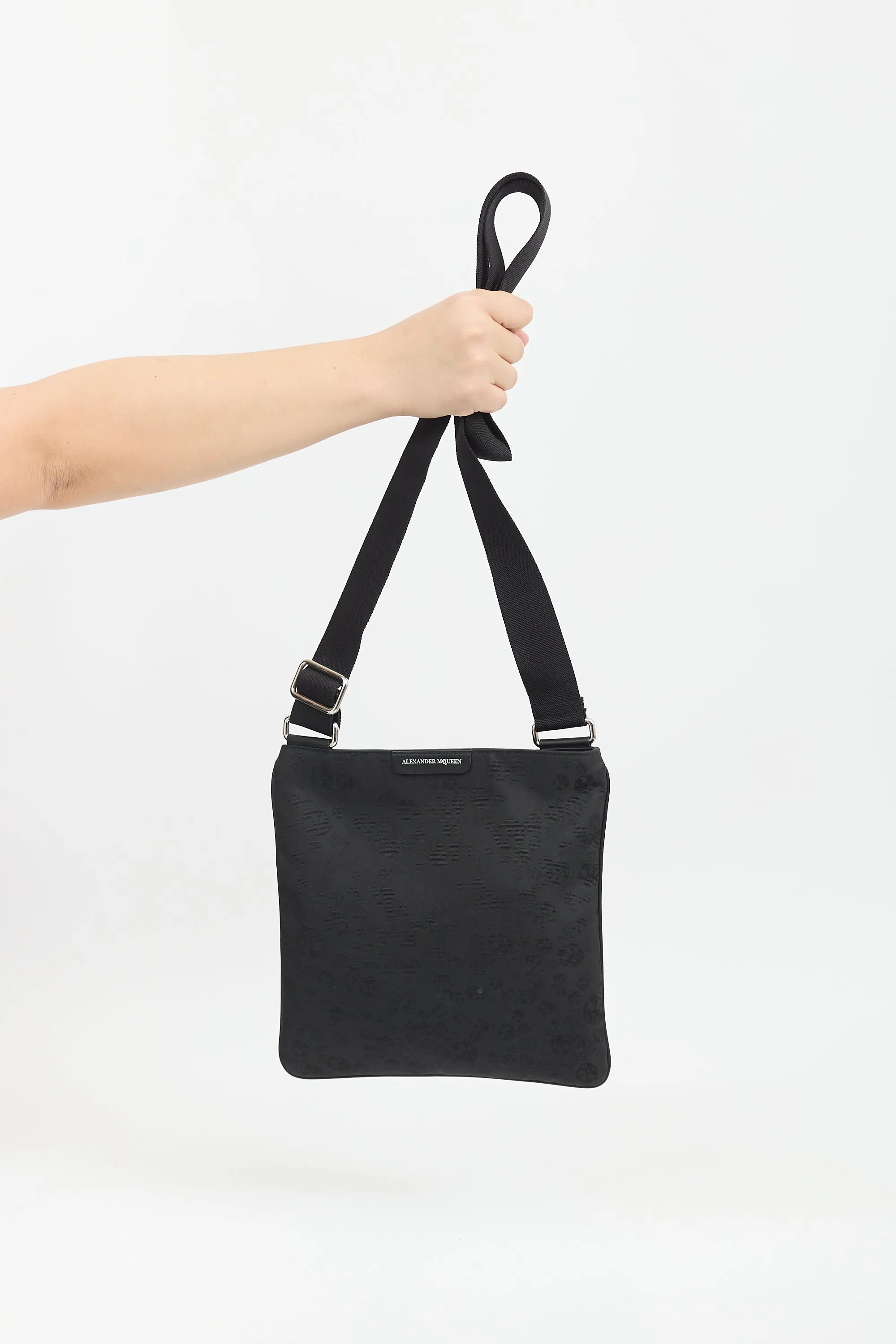 Black Canvas Skull Crossbody Bag