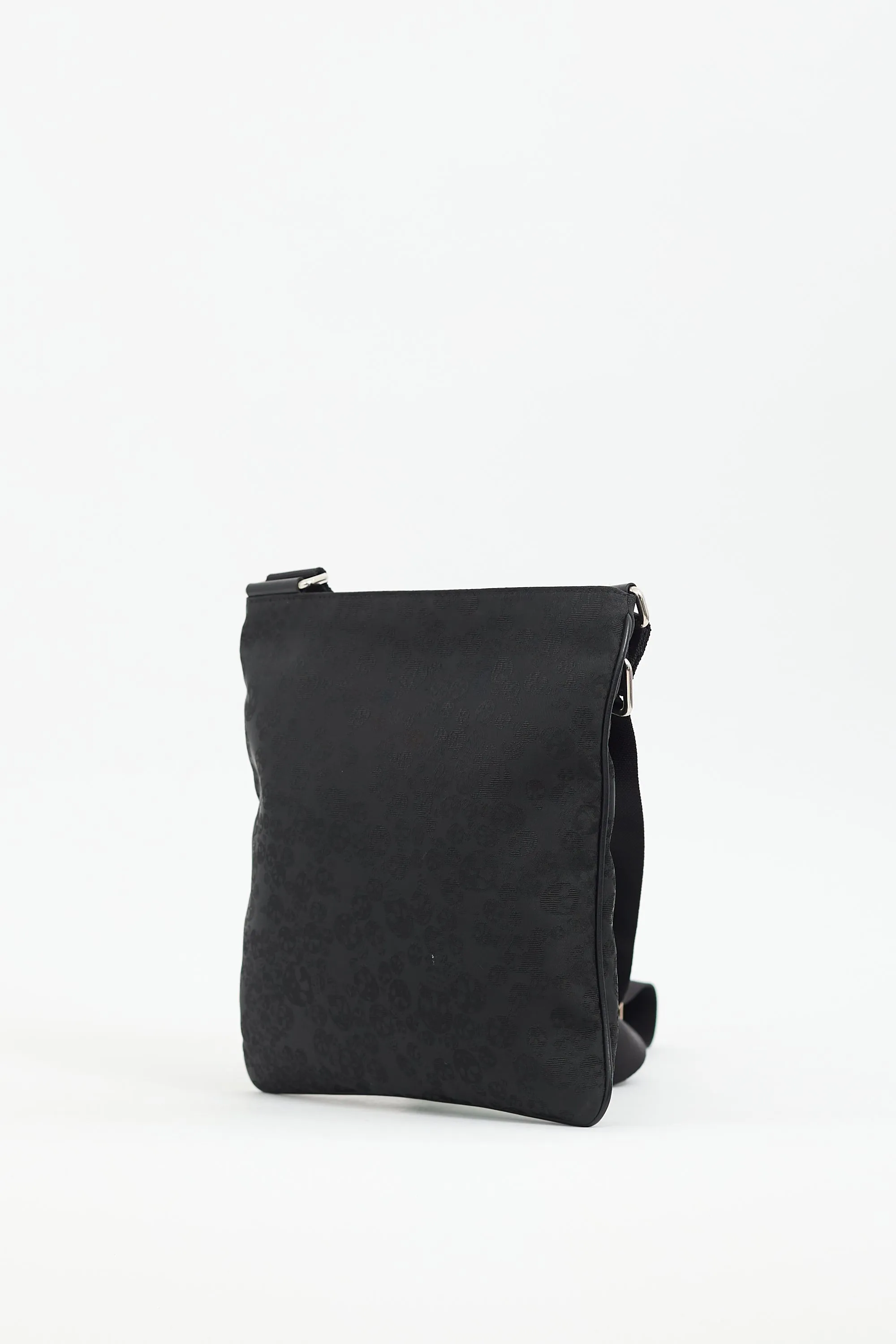 Black Canvas Skull Crossbody Bag
