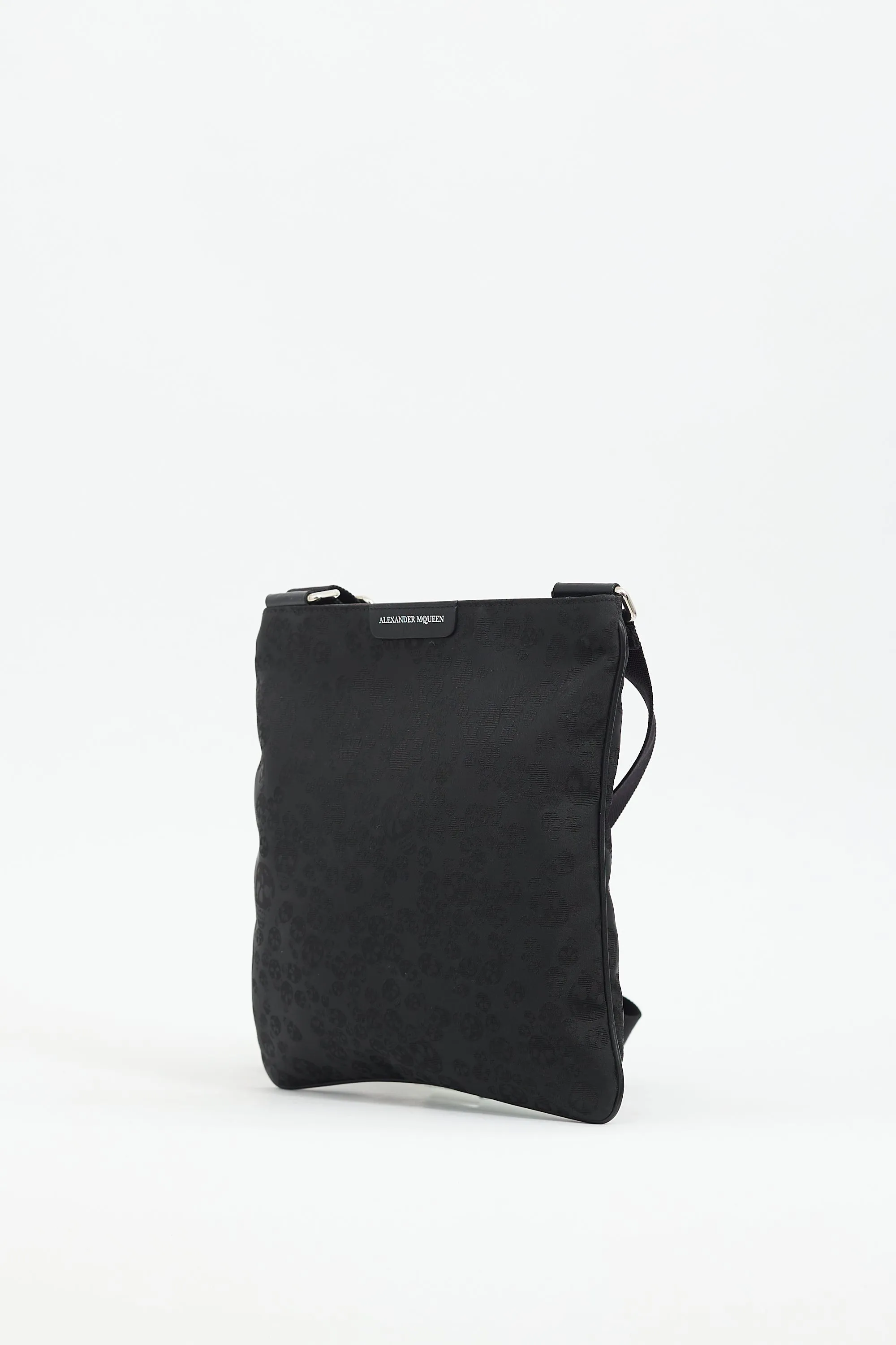 Black Canvas Skull Crossbody Bag