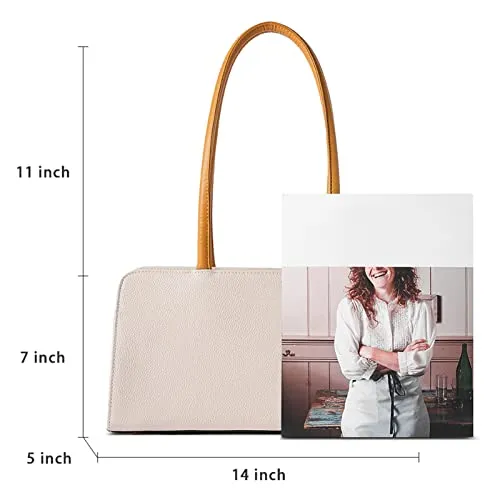 BOSTANTEN Women Designer Handbags Genuine Soft Leather Top Handle Purses and Handbags Satchel Shoulder Bag， Beige