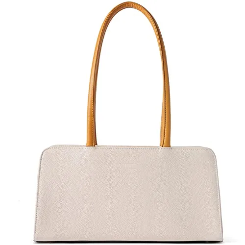 BOSTANTEN Women Designer Handbags Genuine Soft Leather Top Handle Purses and Handbags Satchel Shoulder Bag， Beige