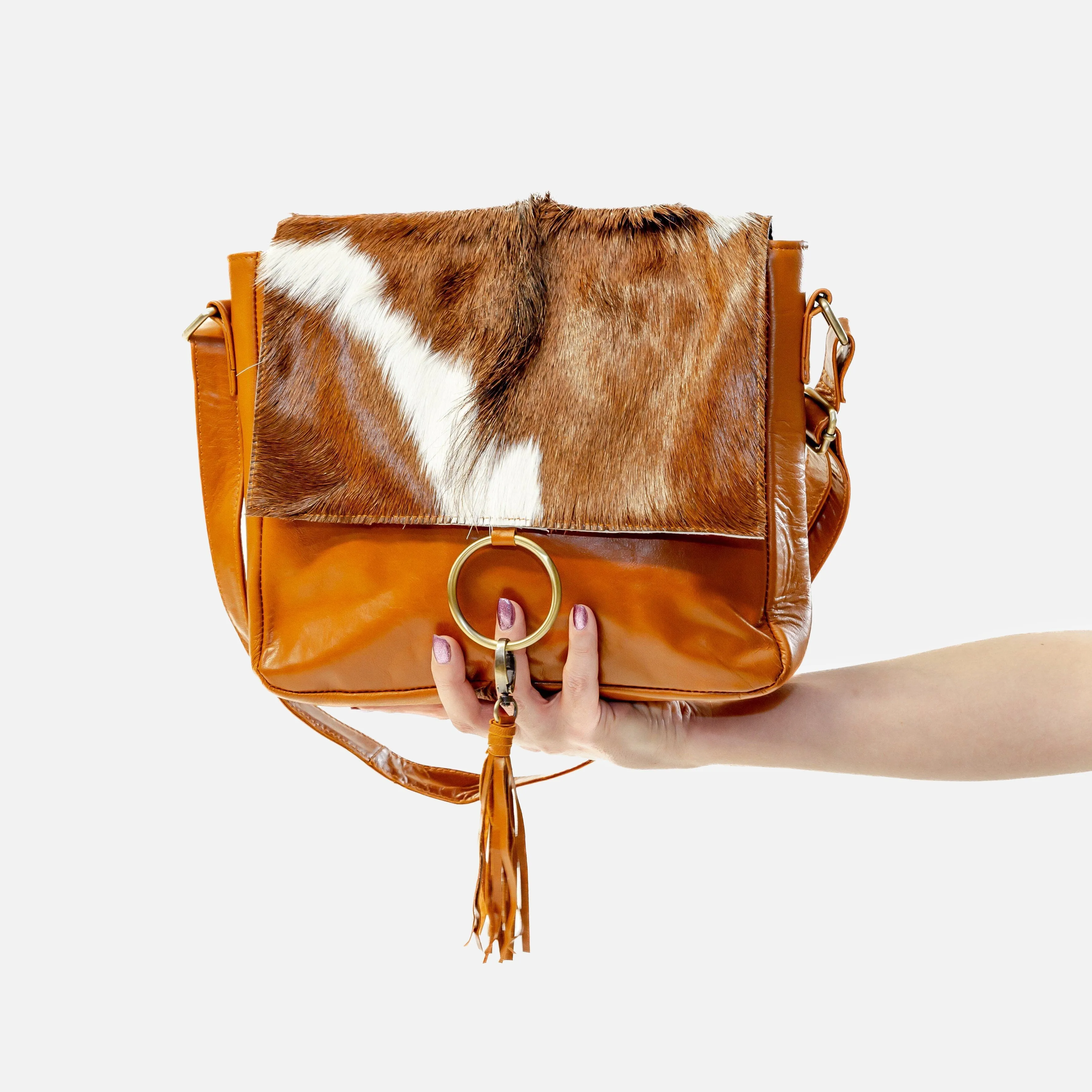Box Ring Cowhide Satchel