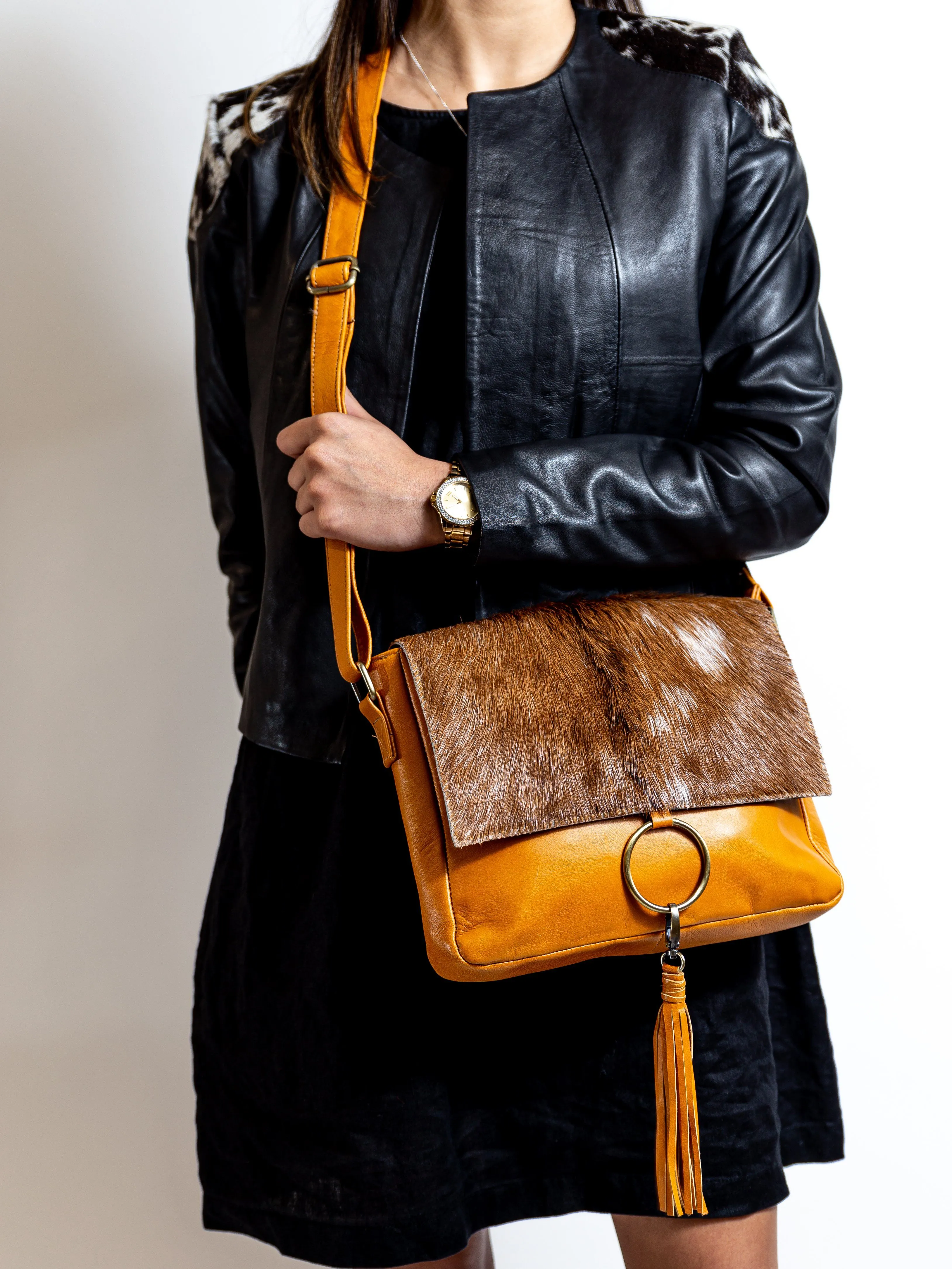 Box Ring Cowhide Satchel