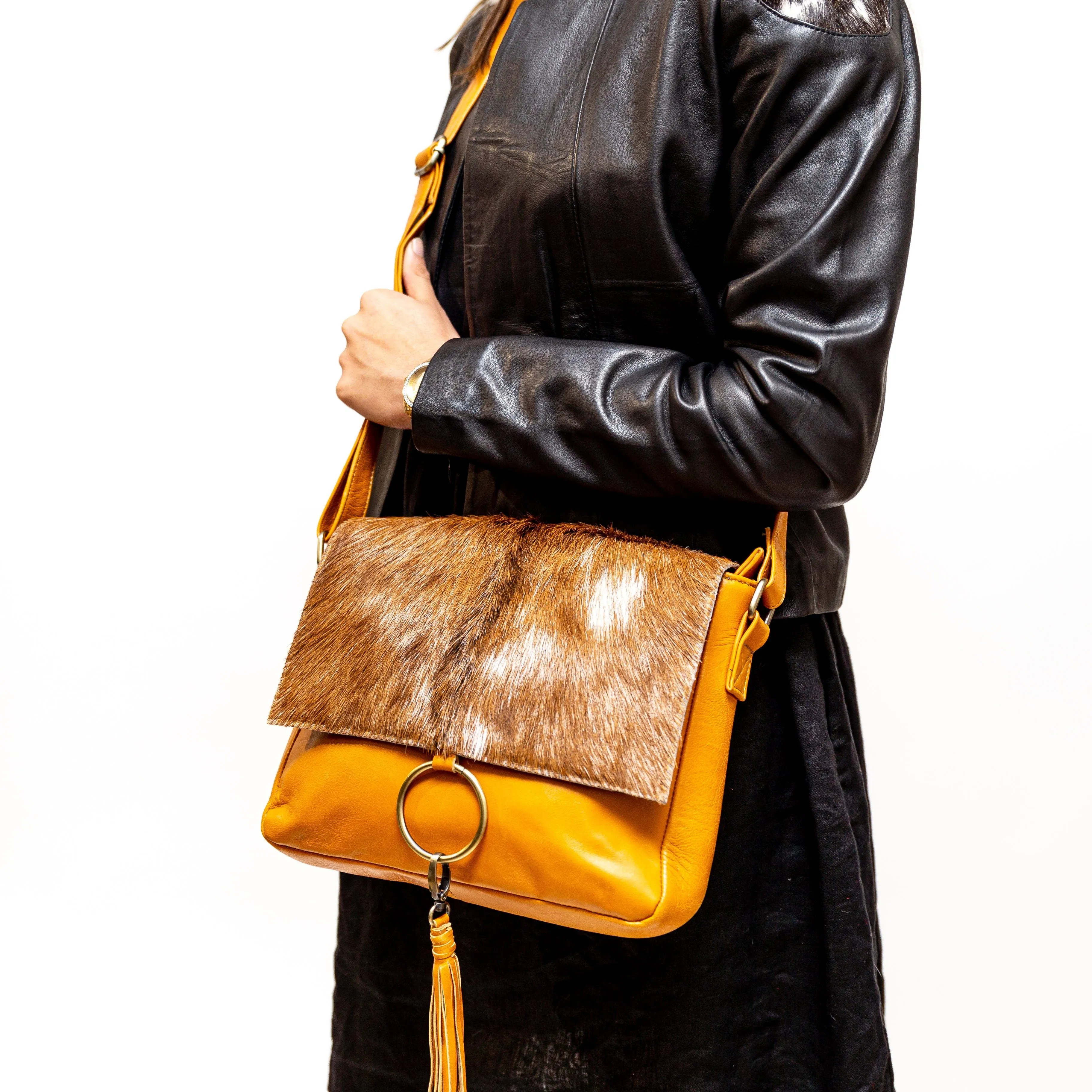Box Ring Cowhide Satchel