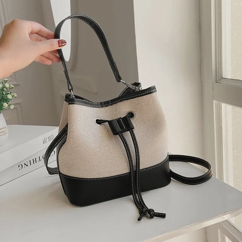 Canvas  buckets bag designer women shoulder bags luxury pu crossbody bag large capacity messenger bag simply purses