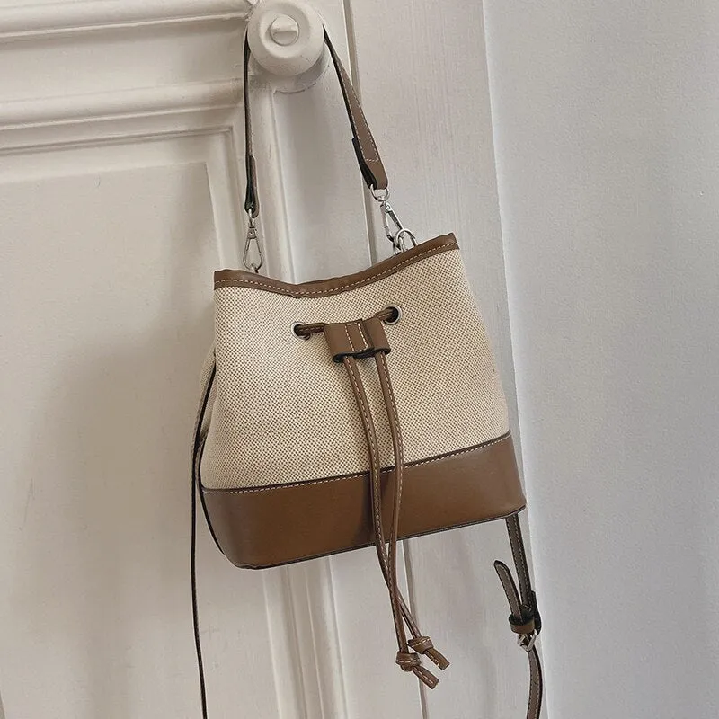 Canvas  buckets bag designer women shoulder bags luxury pu crossbody bag large capacity messenger bag simply purses