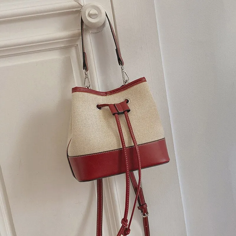 Canvas  buckets bag designer women shoulder bags luxury pu crossbody bag large capacity messenger bag simply purses