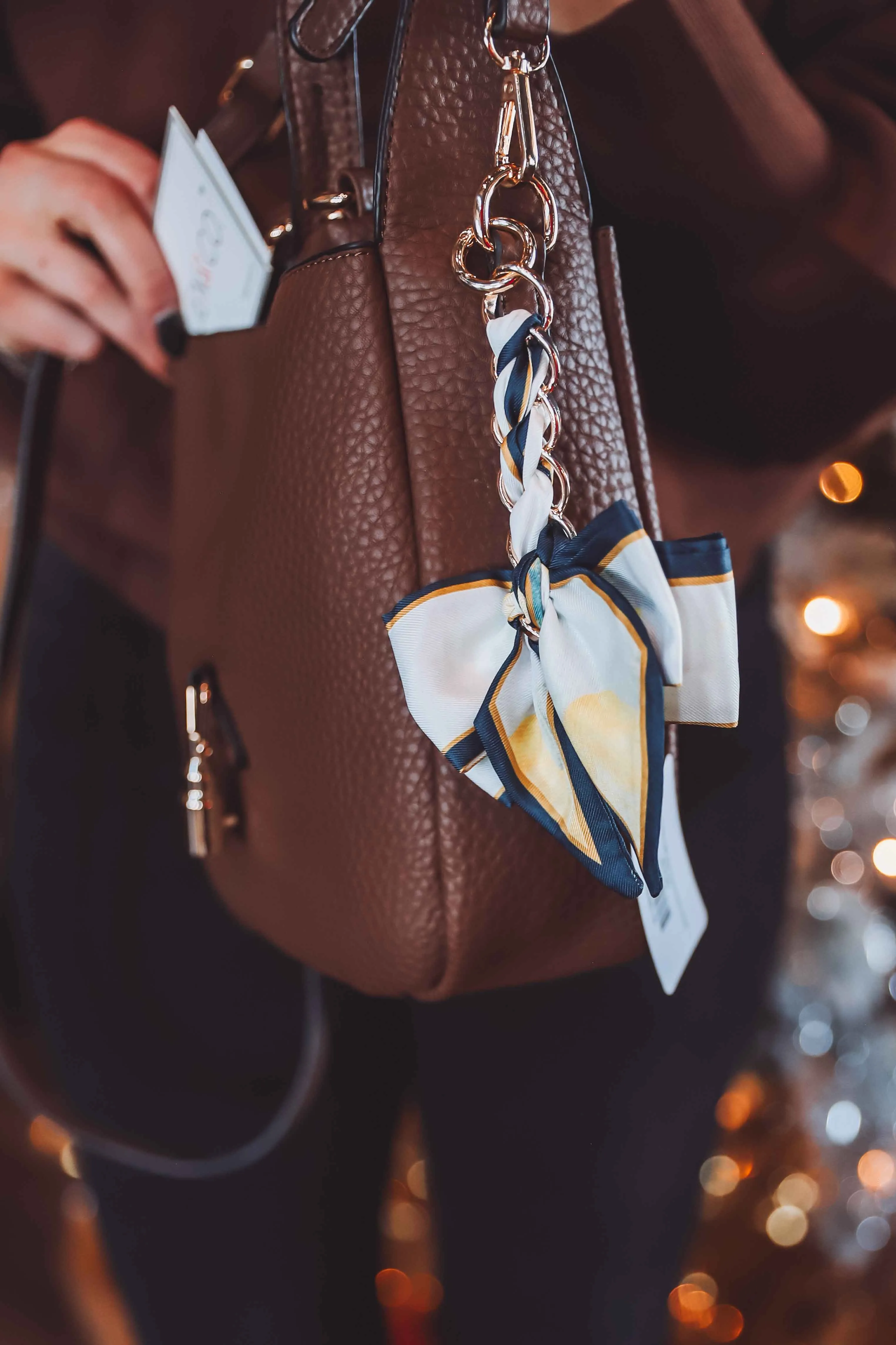 Charmed By Satin Bag Charms-Navy Floral