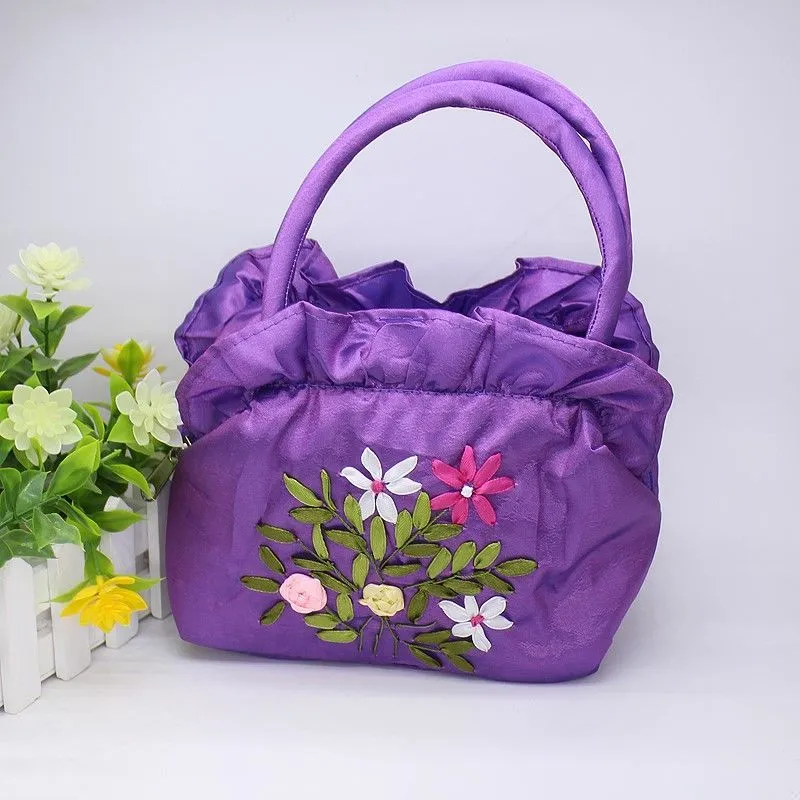 Christmas Gift 2024 New Ethnic Style Retro Embroidery Bucket Drawstring Mobile Phone Bag Storage Craft Handmade Handbags Multifunction Bolsa