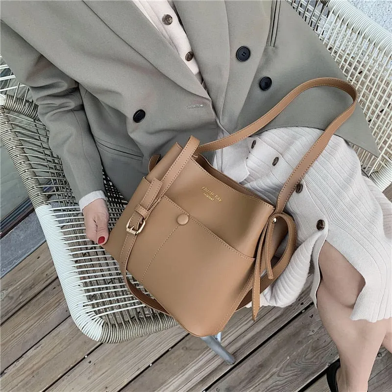 Christmas Gift casaul buckets bag for women designer shoulder bags luxury soft pu leather crossbody bag large capacity tote ladies big purses