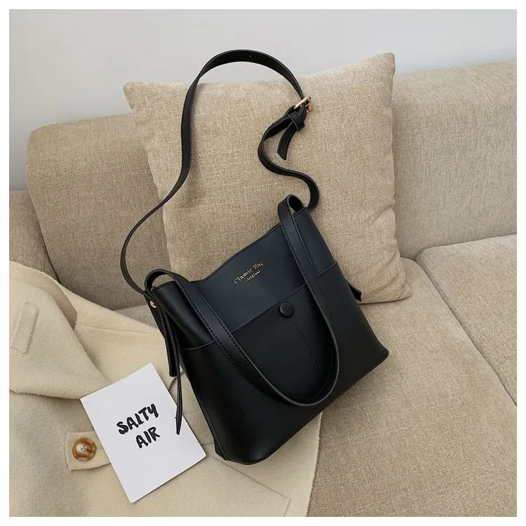 Christmas Gift casaul buckets bag for women designer shoulder bags luxury soft pu leather crossbody bag large capacity tote ladies big purses