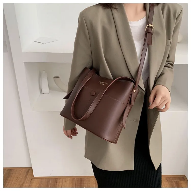 Christmas Gift casaul buckets bag for women designer shoulder bags luxury soft pu leather crossbody bag large capacity tote ladies big purses