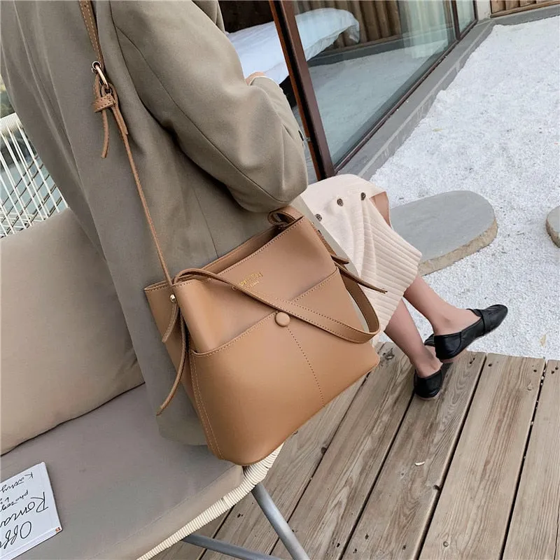 Christmas Gift casaul buckets bag for women designer shoulder bags luxury soft pu leather crossbody bag large capacity tote ladies big purses