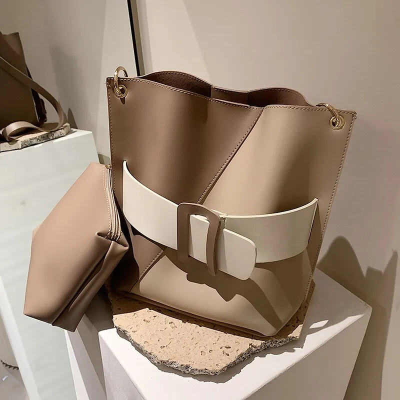 Christmas Gift Fall/winter Large-capacity Bag 2021 New Female Bag Retro Hit Color Messenger Bag Commuter Bucket Bag Shoulder Bag Dual-use Bag