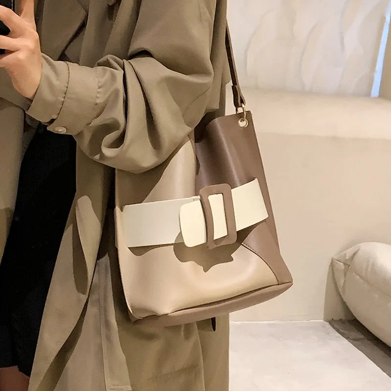 Christmas Gift Fall/winter Large-capacity Bag 2021 New Female Bag Retro Hit Color Messenger Bag Commuter Bucket Bag Shoulder Bag Dual-use Bag