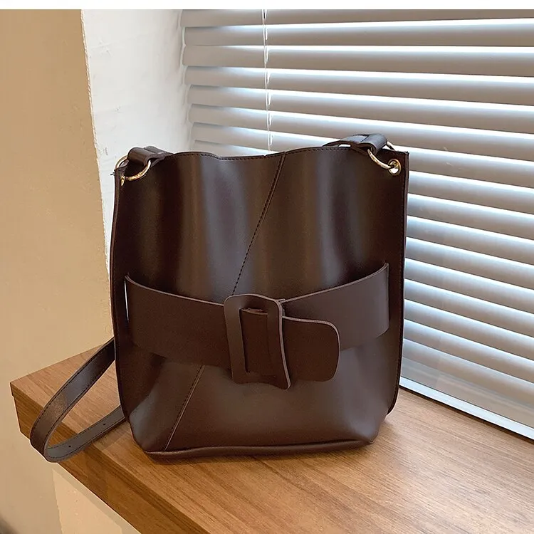 Christmas Gift Fall/winter Large-capacity Bag 2021 New Female Bag Retro Hit Color Messenger Bag Commuter Bucket Bag Shoulder Bag Dual-use Bag