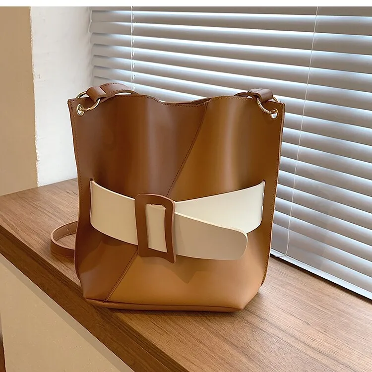 Christmas Gift Fall/winter Large-capacity Bag 2021 New Female Bag Retro Hit Color Messenger Bag Commuter Bucket Bag Shoulder Bag Dual-use Bag