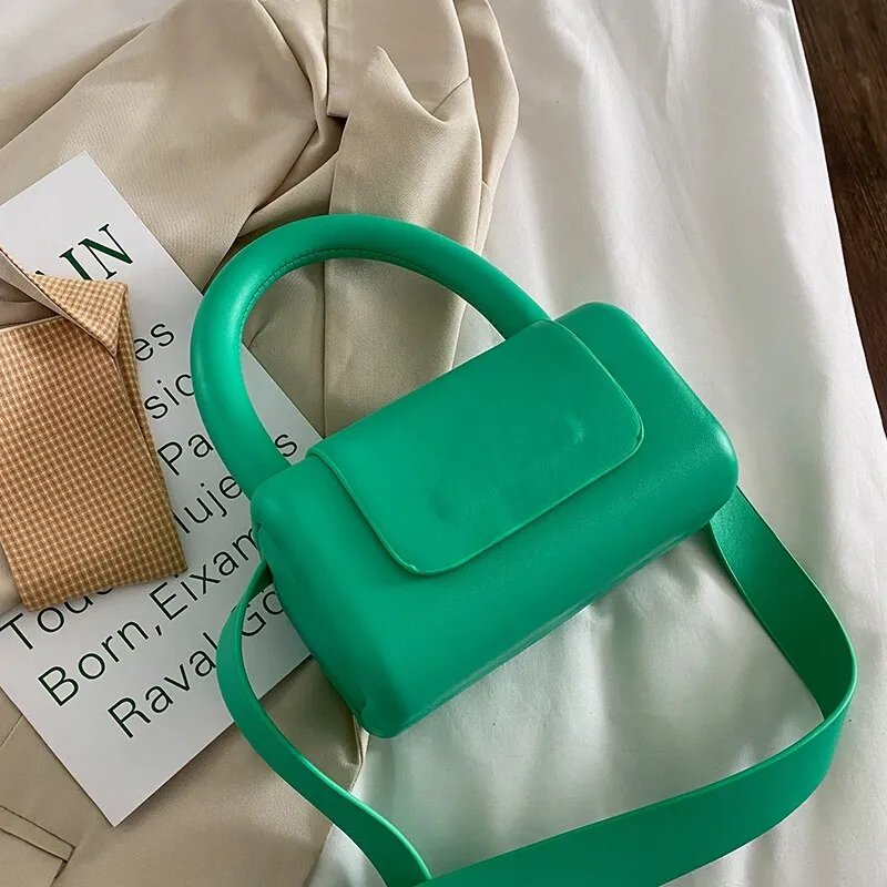 Christmas Gift Mini PU Leather Top Handle Crossbody Bags with Short Handle for Women 2021 Summer Fashion Trends Purses and Handbags Blue Green