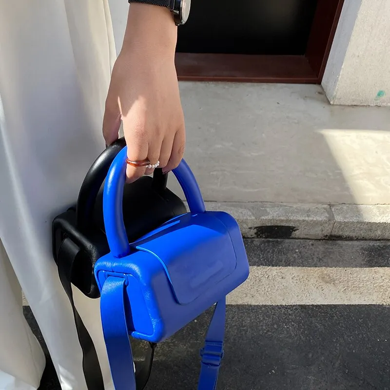 Christmas Gift Mini PU Leather Top Handle Crossbody Bags with Short Handle for Women 2021 Summer Fashion Trends Purses and Handbags Blue Green