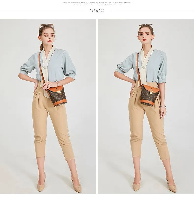 Christmas Gift Women's bag 2021 new luxury leather second generation bucket bag fashion diagonal bag printed shoulder bag all-match small bag