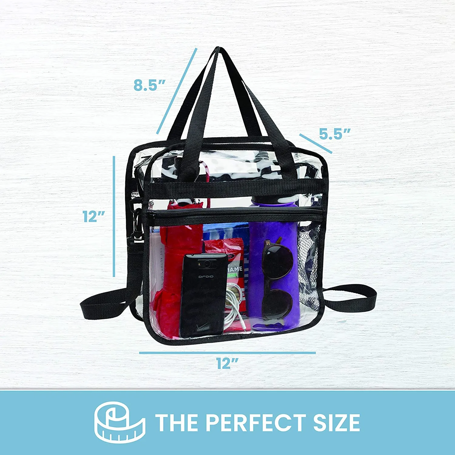Clear Bag, Stadium Approved With Zipper Closure And Front Pocket, Adjustable Shoulder Strap