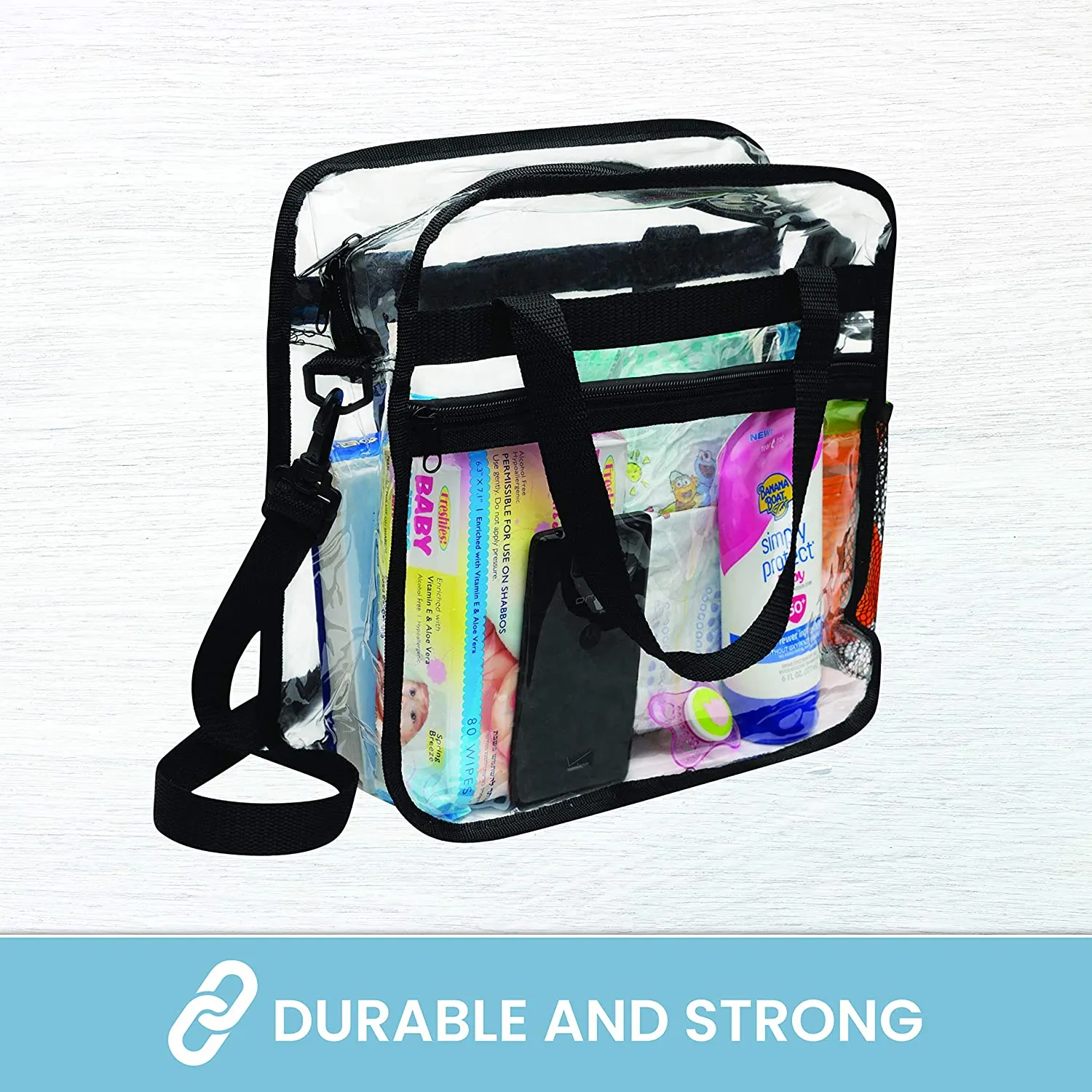 Clear Bag, Stadium Approved With Zipper Closure And Front Pocket, Adjustable Shoulder Strap