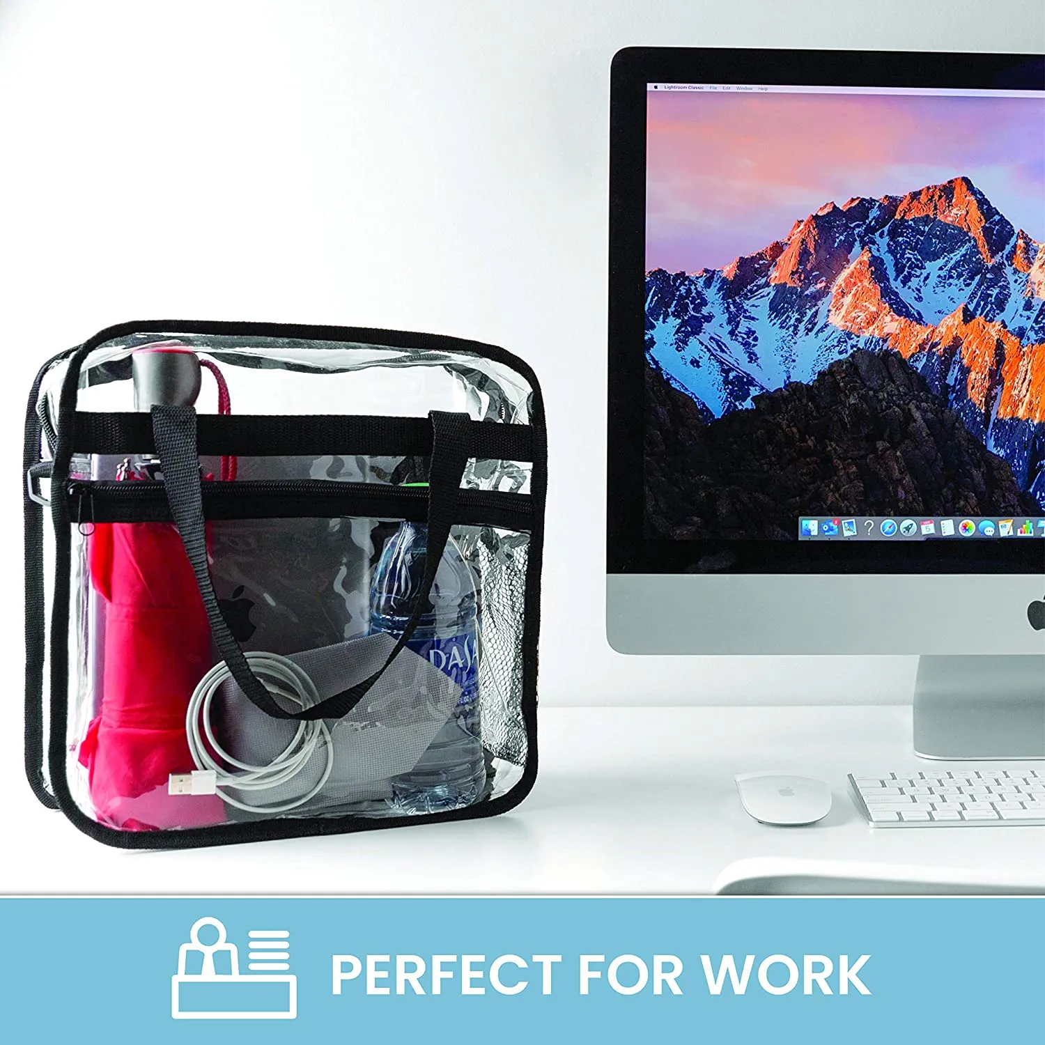 Clear Bag, Stadium Approved With Zipper Closure And Front Pocket, Adjustable Shoulder Strap