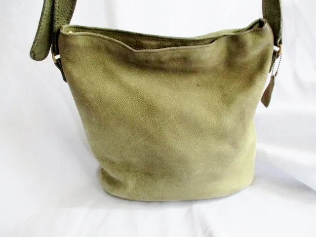 COACH 4932 Leather Suede Hobo Duffel Bucket shoulder bag purse GREEN SAGE