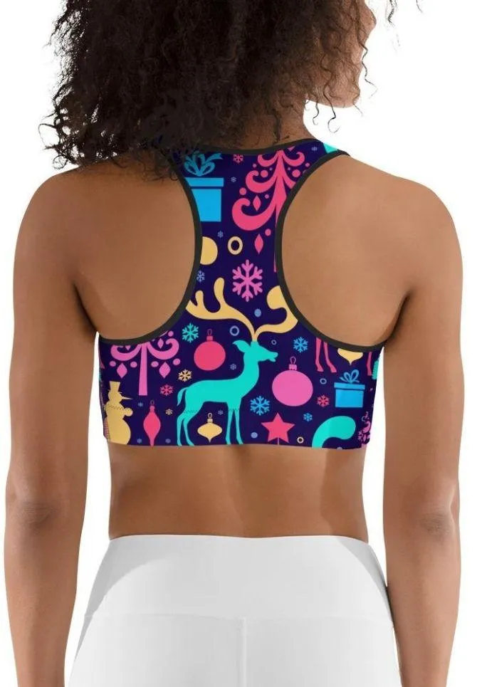 Colorful Christmas Sports Bra