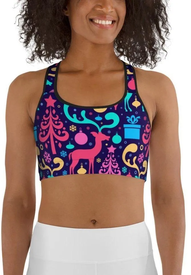 Colorful Christmas Sports Bra