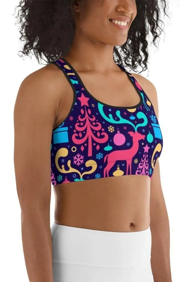 Colorful Christmas Sports Bra