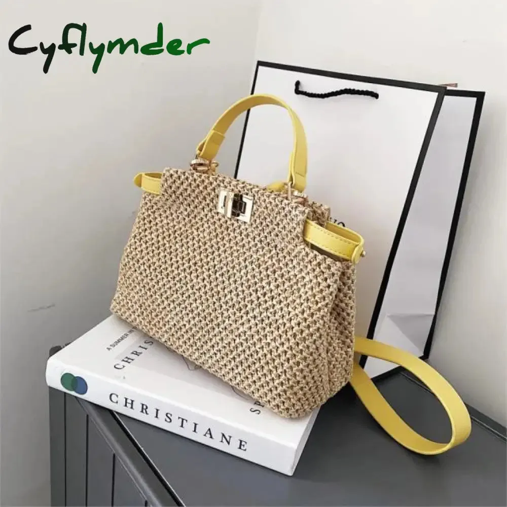 Cyflymder Weave Square Tote Bag Summer New High-quality Straw Bag Women's Designer Handbag Beach Travel bag Shoulder Messenger Bag