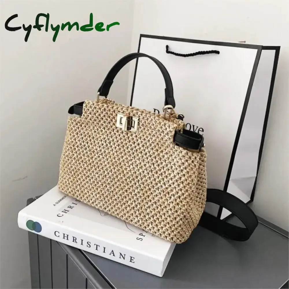 Cyflymder Weave Square Tote Bag Summer New High-quality Straw Bag Women's Designer Handbag Beach Travel bag Shoulder Messenger Bag