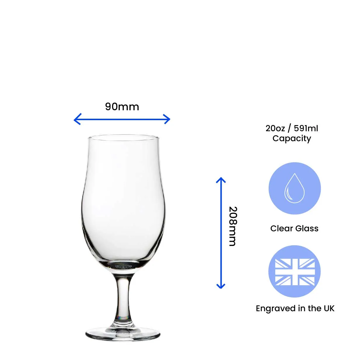 Engraved Any Message Draft Stemmed Beer Glass, Gift Boxed