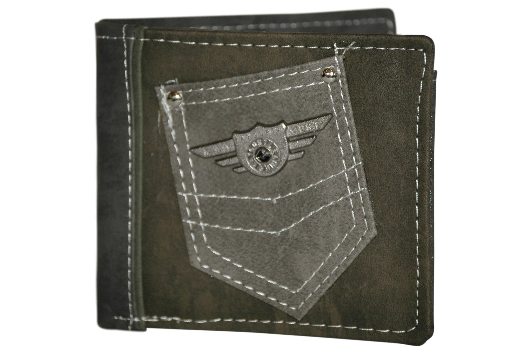 Faux Leather Trifold Coin Credit Card Wallet