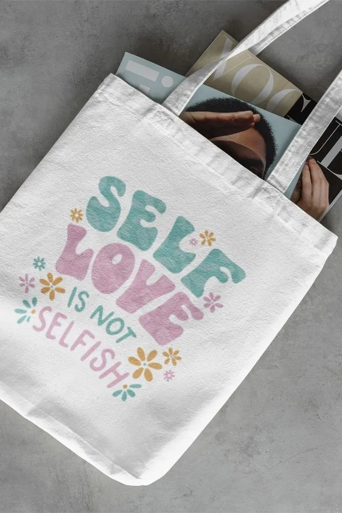 Floral Self Love Zipper Tote Bag