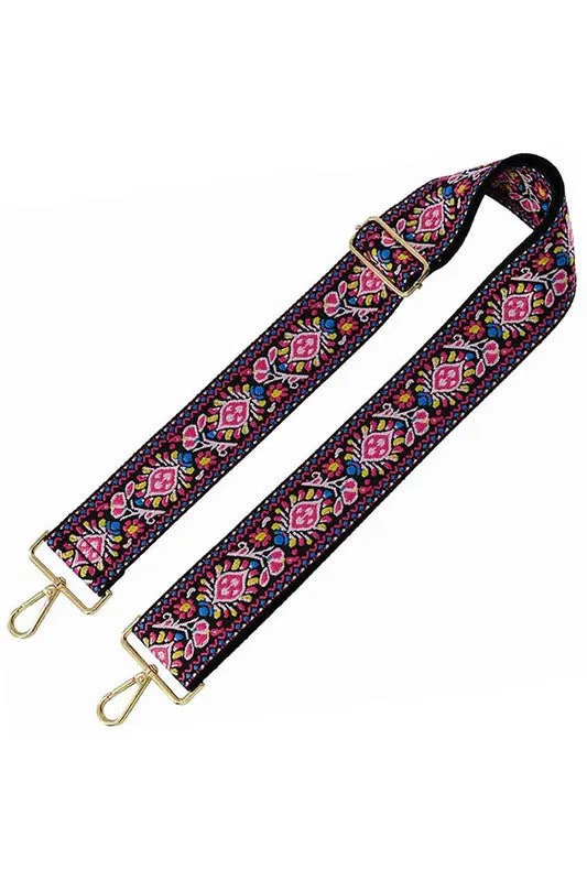 Flower Tribal Pattern Guitar Strap - 2 inch Wide