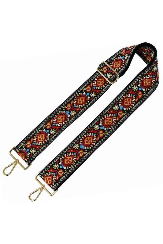 Flower Tribal Pattern Guitar Strap - 2 inch Wide