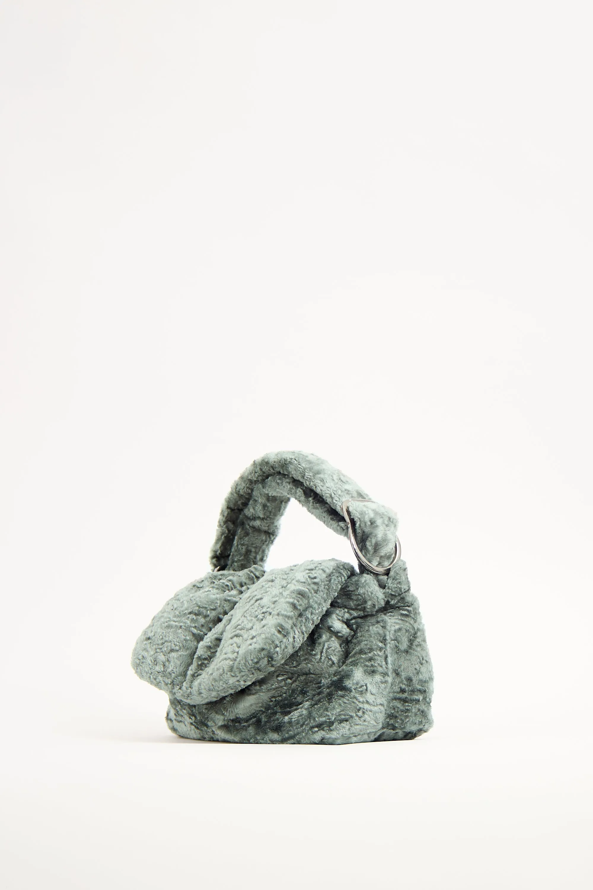 Green Textured Velvet Padded Bag