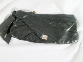 KOOBA soft leather ruched clutch purse evening bag BLACK TIE Bow strappy purse
