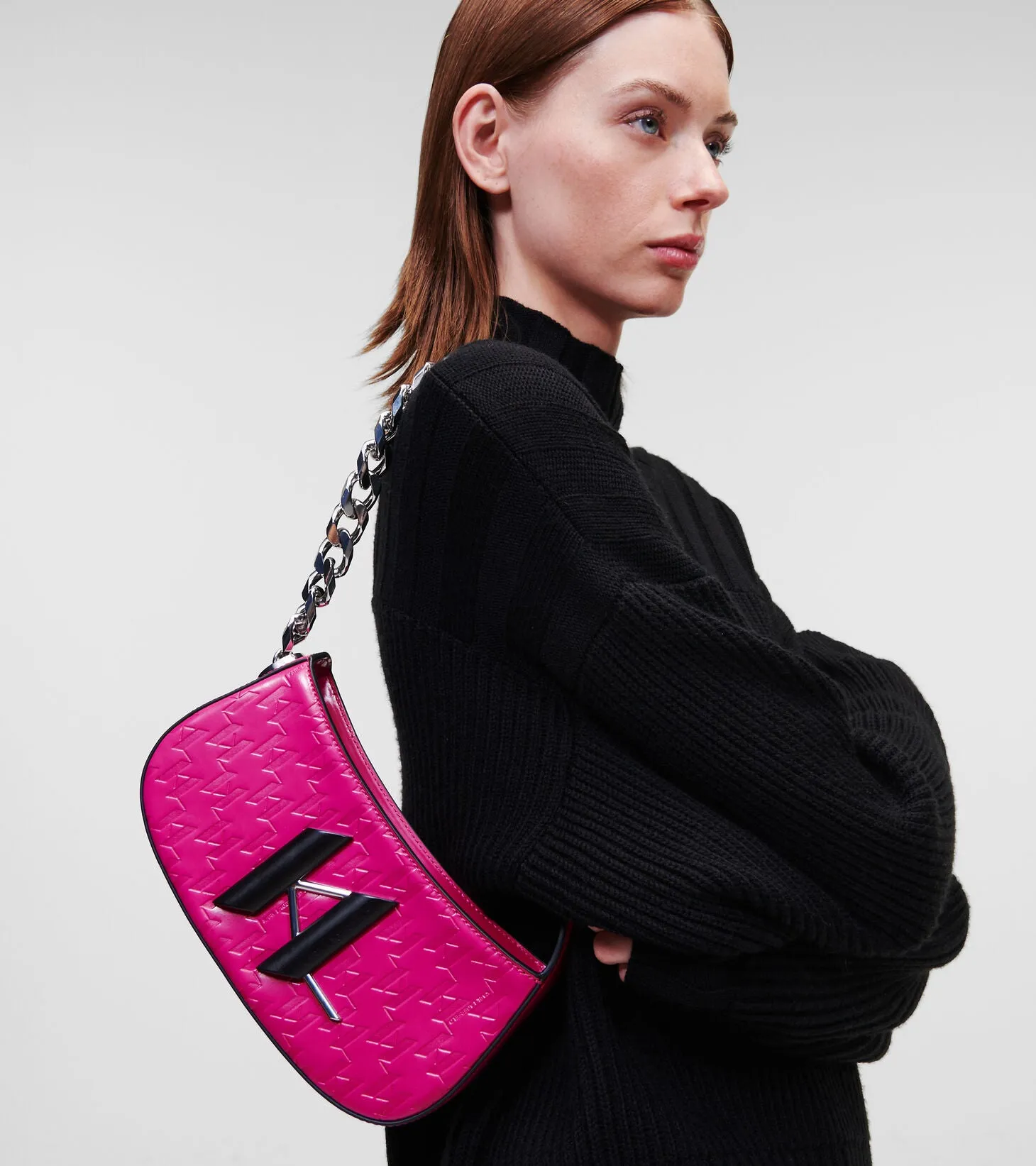 K/SADDLE MONOGRAM-EMBOSSED SHOULDER BAG