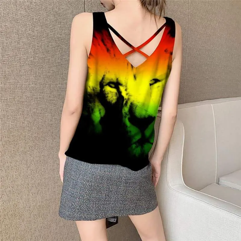 Lion Tank Top Women Animal Tank Tops Casual Anime Anime Clothes Harajuku Vest Printed Colorful Sleeveless 3d