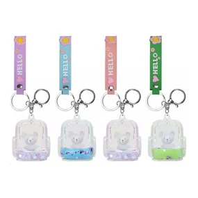 Liquid Filled Charm Keyring With Strap Backpack Design Assorted